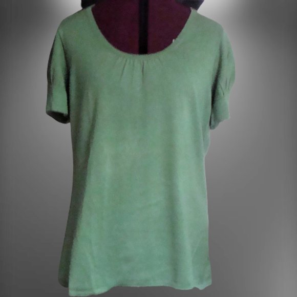 BANANA REPUBLIC Silk-blend Green Tee - Picture 1 of 7